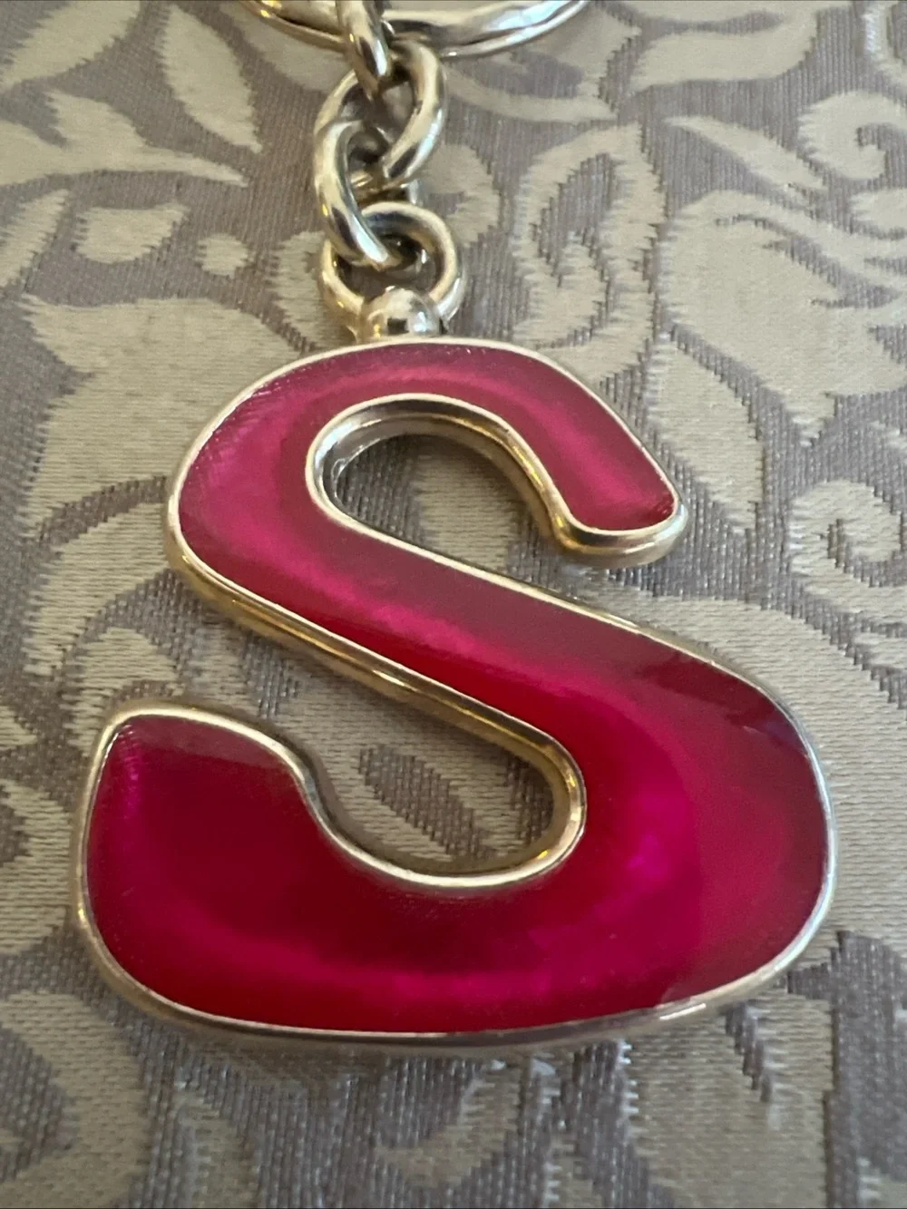 Vintage Keychain Big Metal “S” with crown stamp mark Gift
